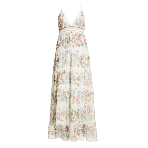 NWT $595 ALICE + OLIVIA Karolina Floral Embroidered Tiered Maxi Dress! - Picture 3 of 6
